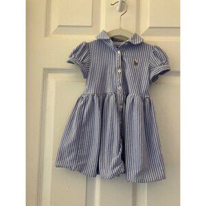 Polo Ralph Lauren Baby Girl's Striped Knit Oxford Dress - Blue 12 Months